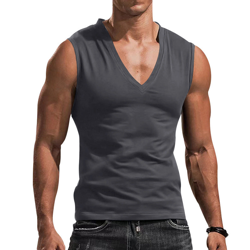 Herren ärmelloses V-Ausschnitt T-Shirt aus atmungsaktivem Material WW