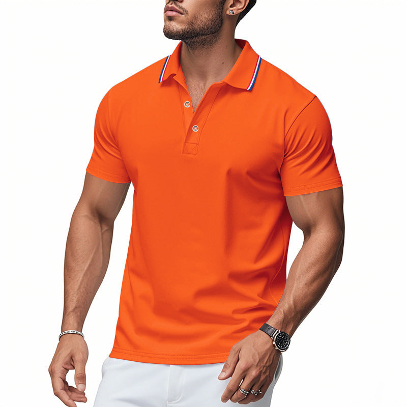 Herren modisches Poloshirt mit kontrastierendem Kragen und atmungsaktivem Material WW
