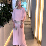 Damen eleganter Jumpsuit mit geschmeidigem Schnitt und funkelndem Taillengürtel WW