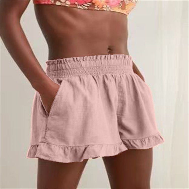 Damen Lockere Shorts mit Volant und Taschen WW