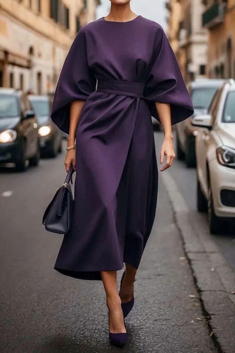 Damen Elegantes Maxikleid mit Puffärmeln und tailliertem Schnitt WW