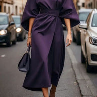 Damen Elegantes Maxikleid mit Puffärmeln und tailliertem Schnitt WW