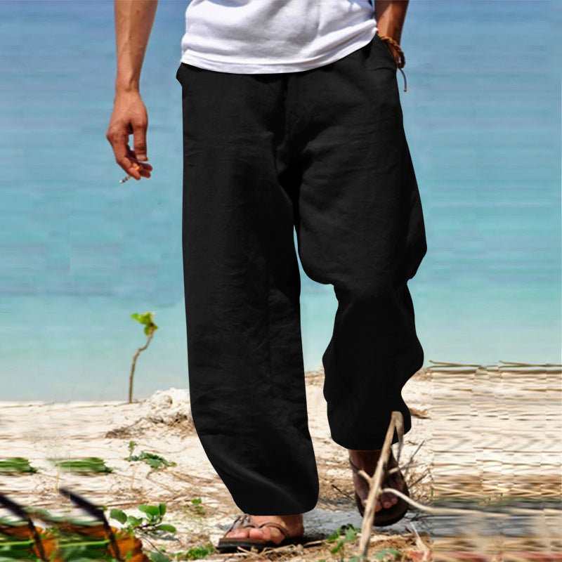 Herren lässige Leinenhose mit lockerer Passform und Seitentaschen W&W Mode