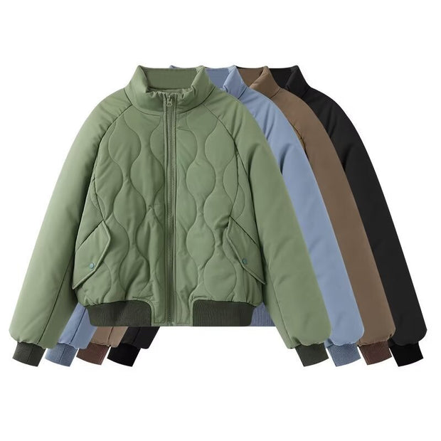 Damen Steppjacke im sportlichen Design mit hohem Kragen und elastischen Bündchen WW