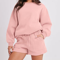 Damen Sportliches Loungewear-Set mit elegantem Sweatshirt und kurzen Shorts WW