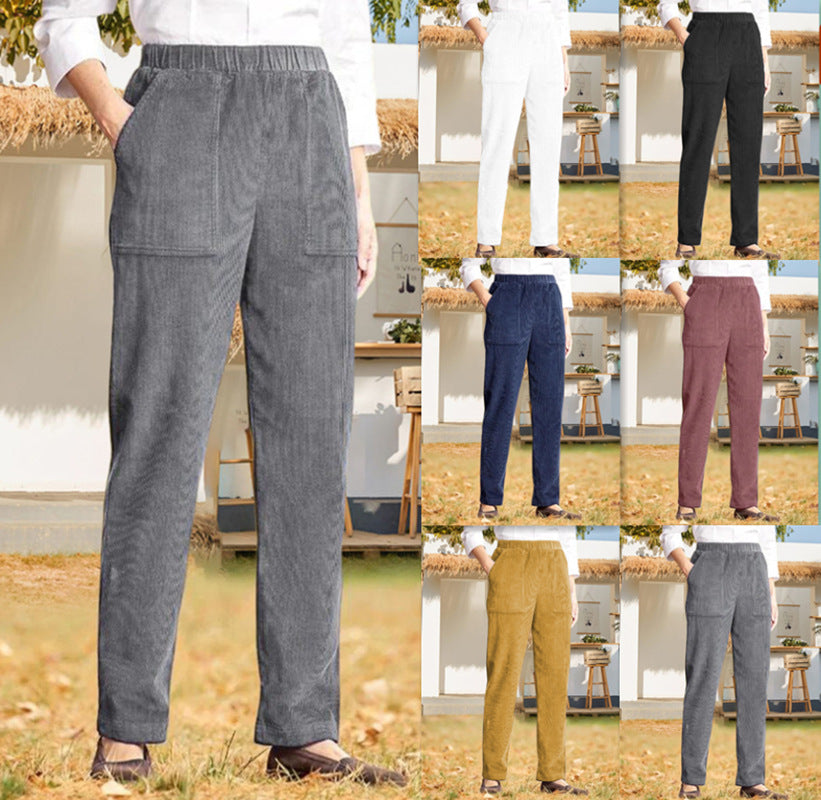 Damen lässige Cargo-Hose mit elastischem Bund und praktischen Taschen WW