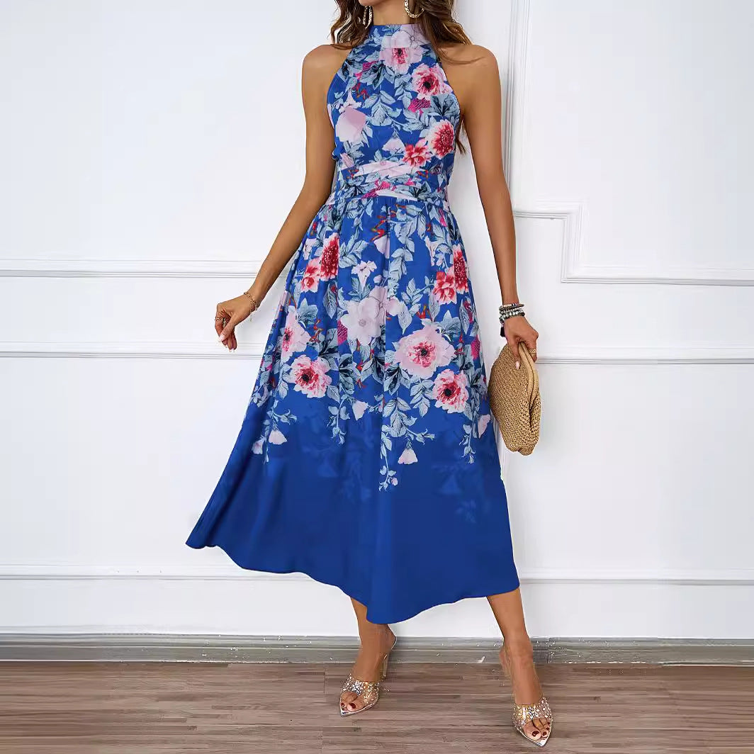 Damen Midi-Kleid mit Blumenmuster und asymmetrischem Saum W&W Mode