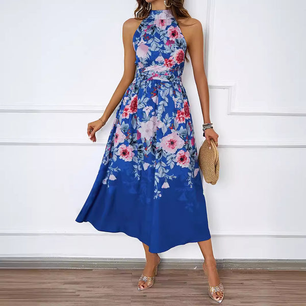 Damen Midi-Kleid mit Blumenmuster und asymmetrischem Saum WW