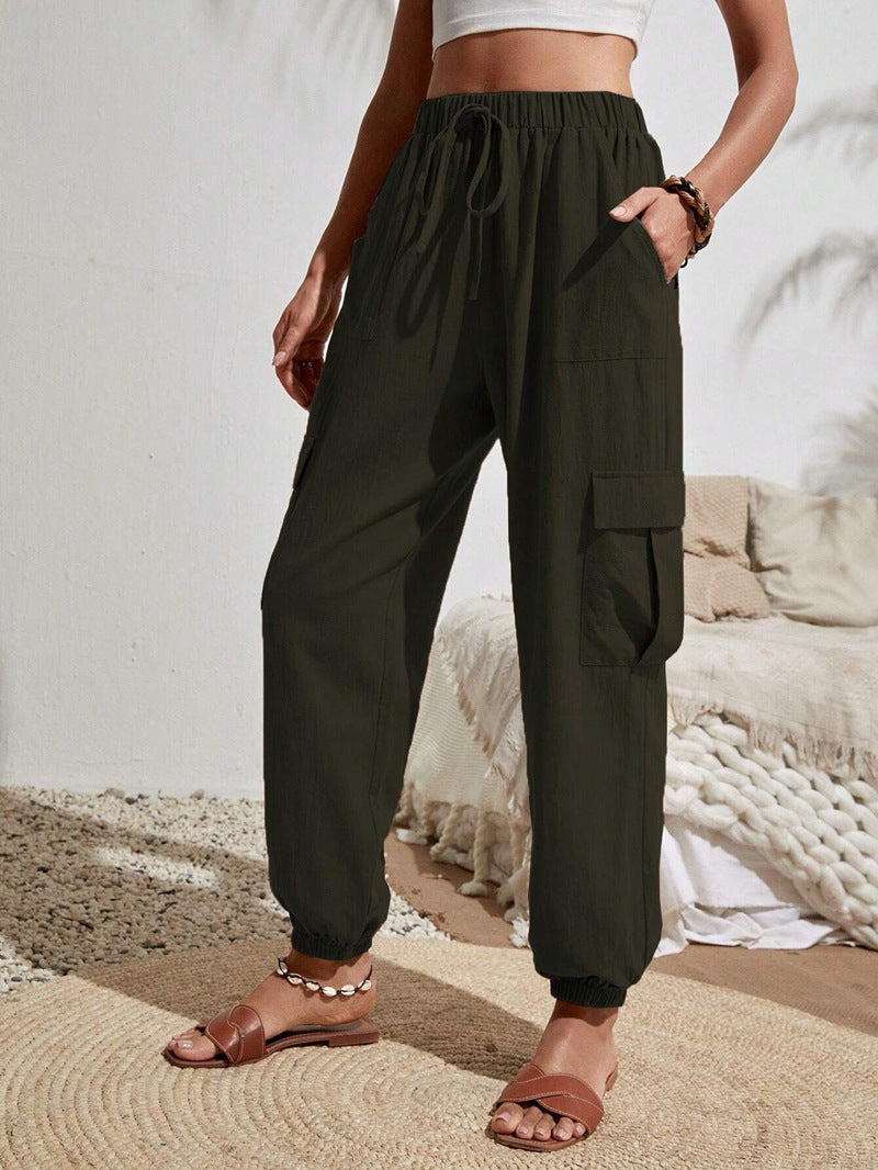 Damen Cargo-Hose mit elastischem Bund und praktischen Seitentaschen W&W Mode