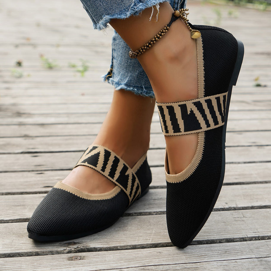 Damen Ballerinas mit elastischer Riemen WW
