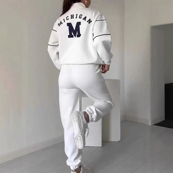 Damen sportliches Fleece-Anzugset mit Stehkragen und praktischen Taschen WW