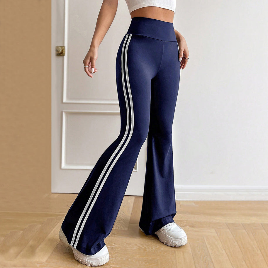 Damen Flared Sportleggings mit hohem Bund und seitlichen Streifen W&W