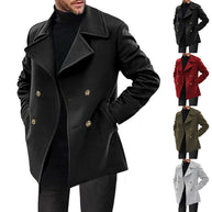 Herren Designer Wollmantel mit doppelter Knopfleiste WW