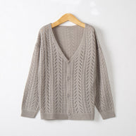 Damen Strickcardigan mit luftiger Lochmusterung und V-Ausschnitt WW