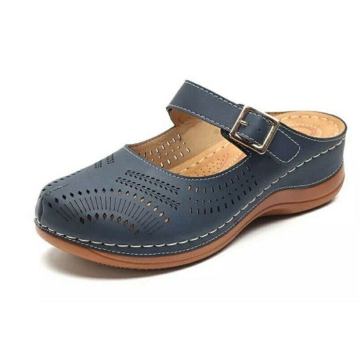 Damen Komfort Leder Clogs Sandalen WW
