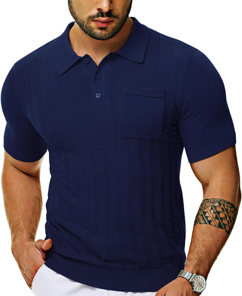 Herren Poloshirt mit strukturiertem Muster und kurzer Ärmel WW