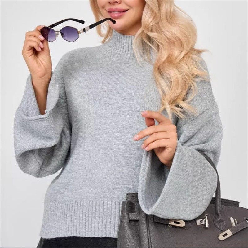 Damen Strickpullover mit lässigem Schnitt und Volumenärmeln WW