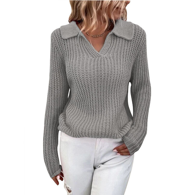 Damen Strickpullover mit strukturiertem Design und modernem V-Ausschnitt WW