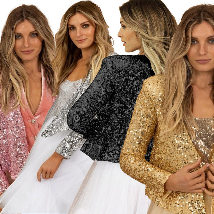 Damen Glitzernder Blazer mit Paillettenbesatz und elegantem Schnitt W&W Mode