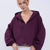 Damen Sportlicher Cropped Fleece-Hoodie WW