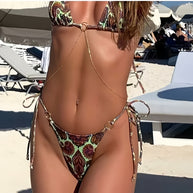 Damen Bikiniset mit elegantem Bohème-Muster und Goldakzenten WW