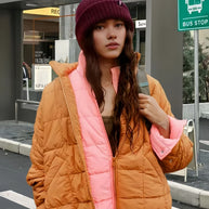 Damen Steppjacke mit hohem Kragen und praktischem Reißverschluss WW