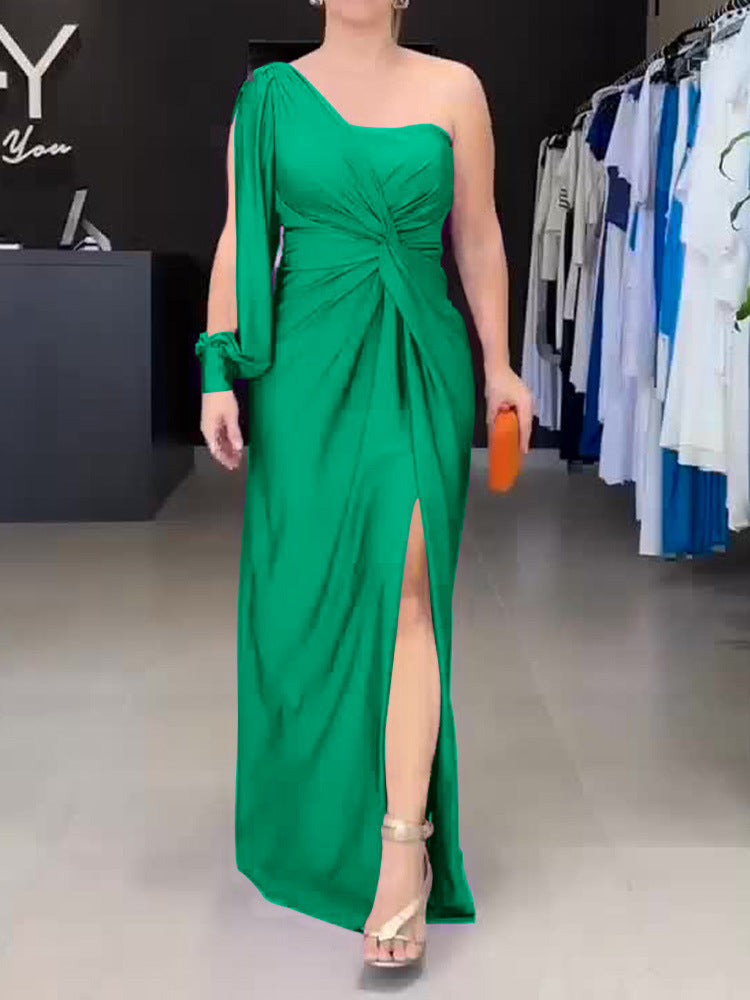 Damen Maxikleid mit asymmetrischem Design und seitlichem Schlitz WW