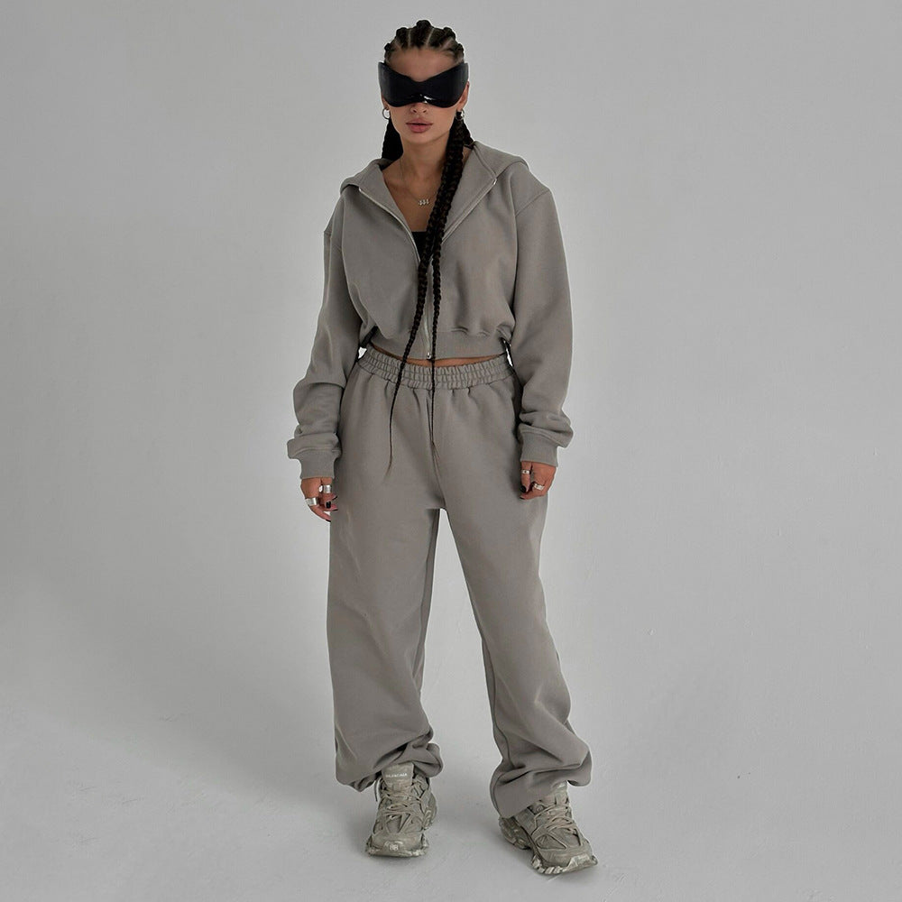 Damen Sportliches Sweatshirt-Set mit lässigem Schnitt und elastischem Bund WW
