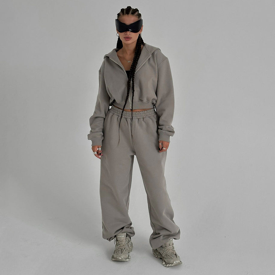 Damen Sportliches Sweatshirt-Set mit lässigem Schnitt und elastischem Bund WW