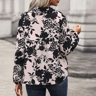 Damen Bluse mit eleganten Rüschendetails und verspieltem Blumenmuster WW