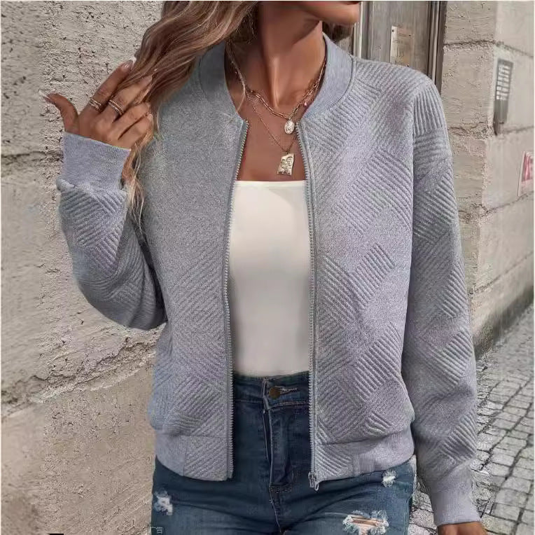 Damen sportliche Bomberjacke mit strukturiertem Design und praktischen Taschen WW