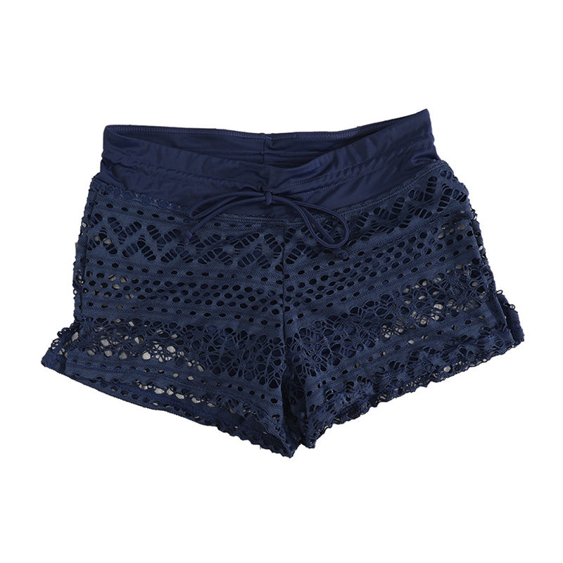 Damen Badeshorts mit attraktivem Häkelmuster und verstellbarem Bund WW