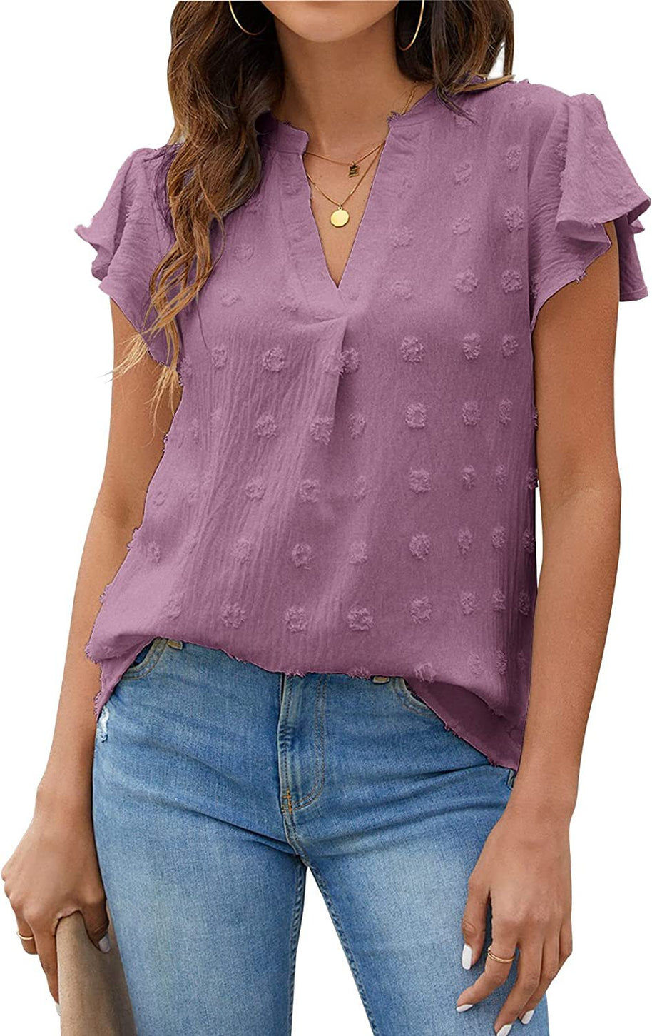 Damen Bluse mit dekorativem Spitzenbesatz und Knopfdetails WW