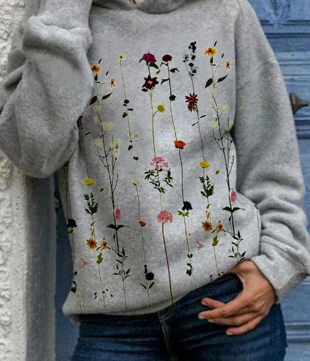 WW - Damen Kapuzenpullover mit floralem Print für einen lässigen Stil