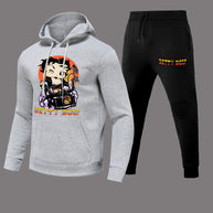 Damen Sportliches Hoodie- und Jogginghose-Set mit einzigartigem Grafikdesign WW