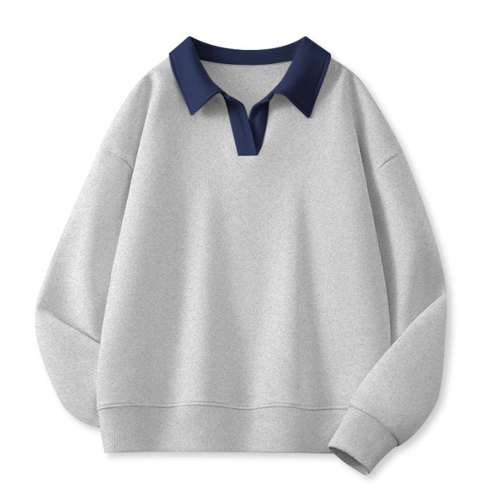 Damen Stilvolles V-Ausschnitt Fleece Pullover Sweatshirt WW