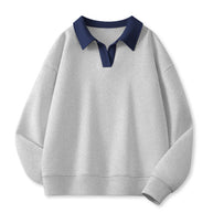 Damen Stilvolles V-Ausschnitt Fleece Pullover Sweatshirt WW