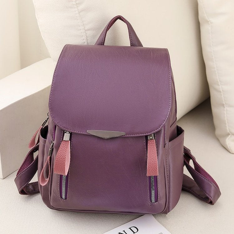 Damen-Lederrucksack mit diebstahlsicherem Design