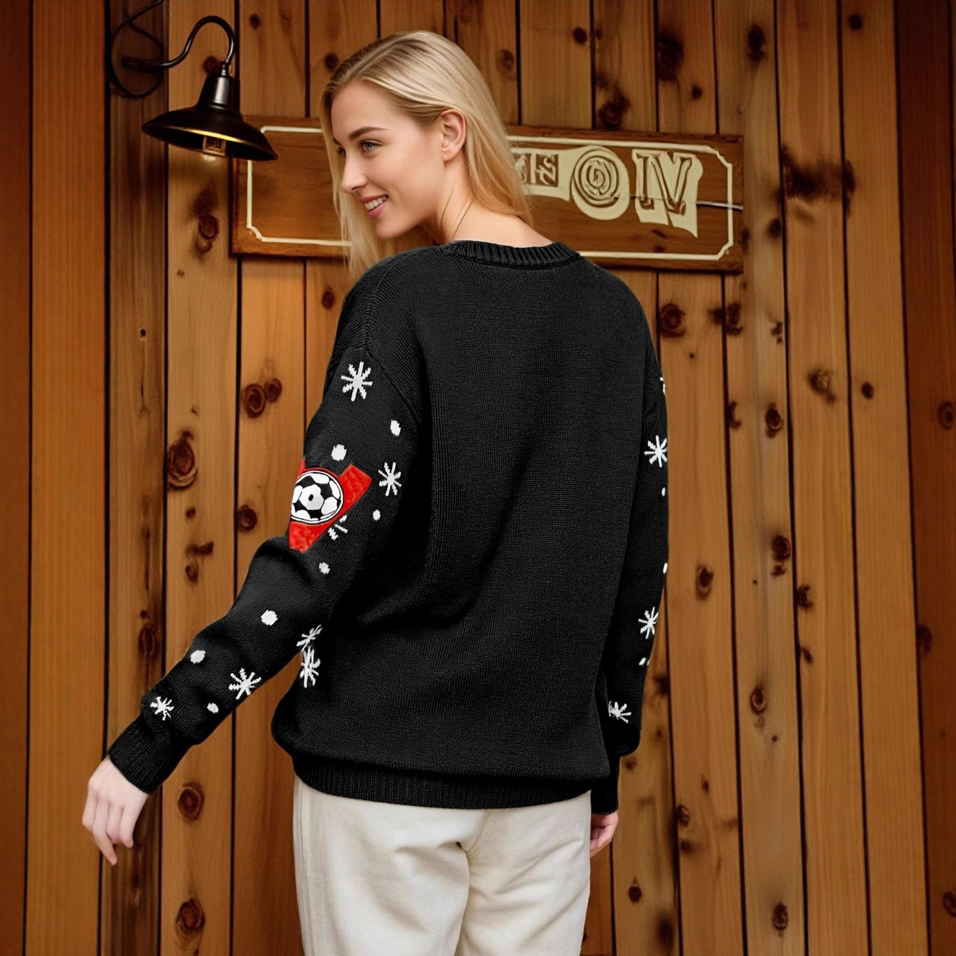 Damen sportlicher Pullover mit Fußballmotiv WW