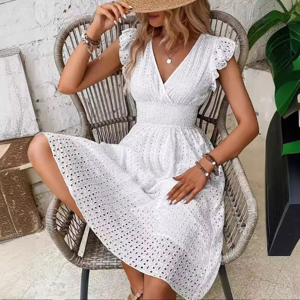 Damen A-Linien Kleid mit Spitzenmuster WW