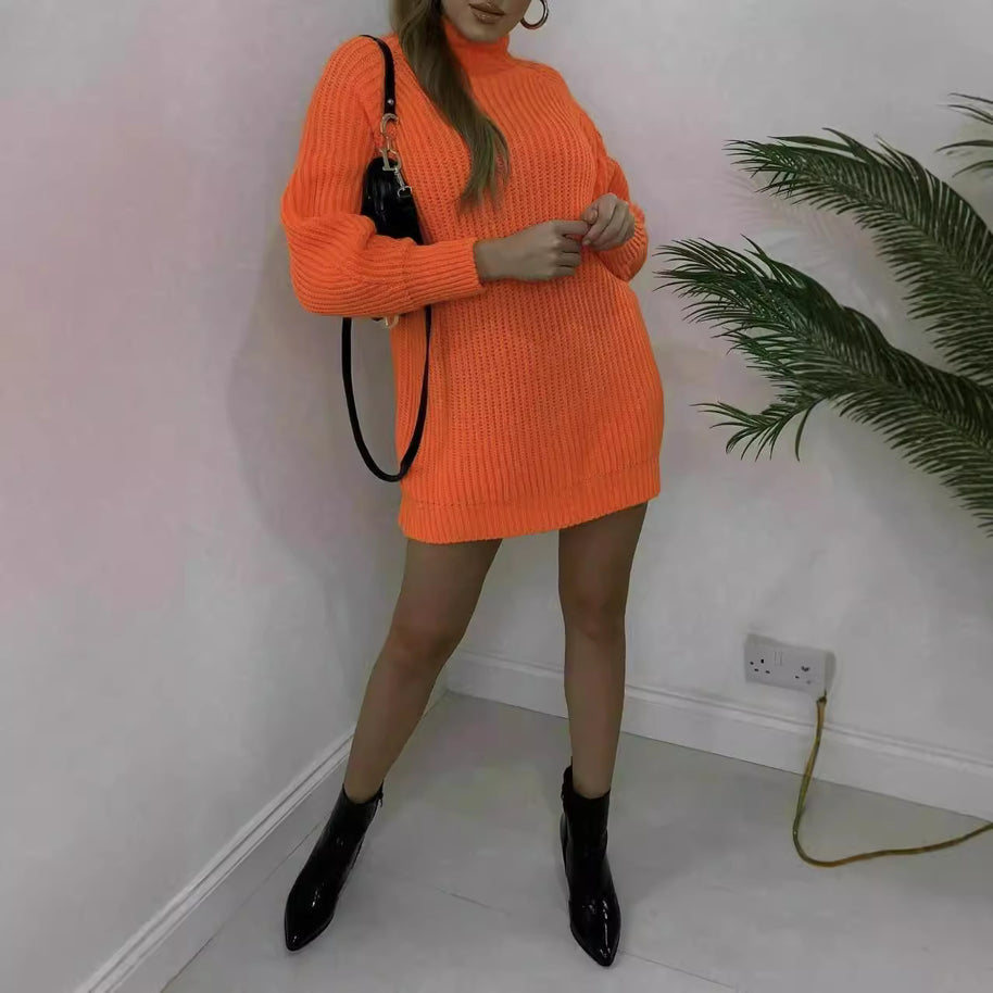 Damen Oversized Pulli mit hohem Kragen und Struktur WW