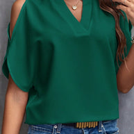 Damen Blusenshirt mit Cut-Out-Ärmeln und modischem Stehkragen WW