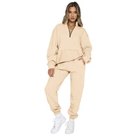 Damen Sportliches Set mit hohem Kragen und Taschen WW