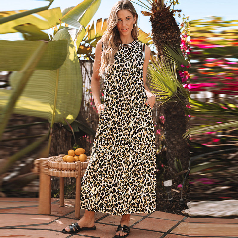 Damen Maxikleid mit modernem Leo-Print und praktischen Taschen WW