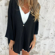 Damen lässiger Kimono mit tiefem V-Ausschnitt und weit geschnittenen Ärmeln WW