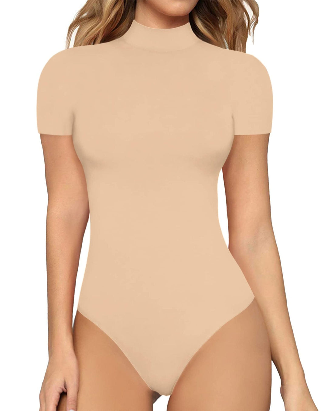 Damen Body mit hohem Kragen und Kurzarm W&W Mode