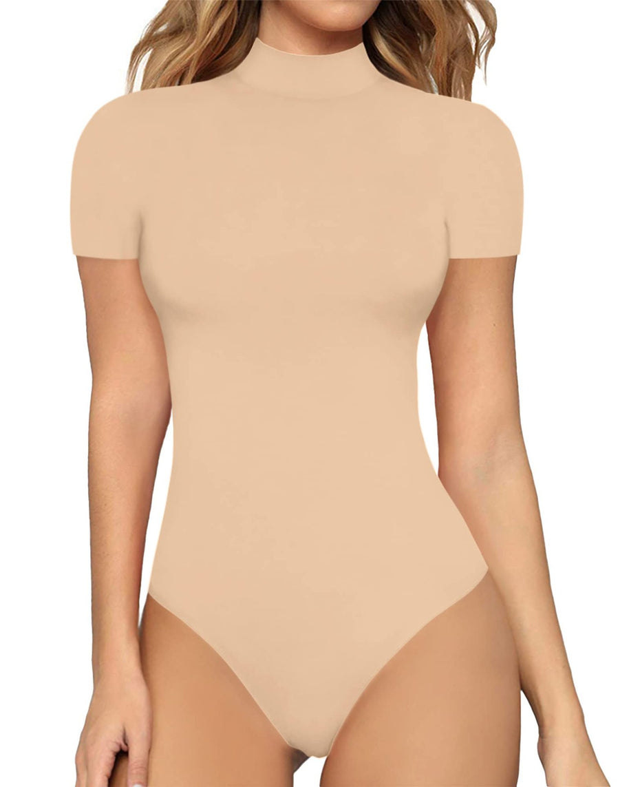 Damen Body mit hochgeschlossenem Kragen und kurzen Ärmeln WW