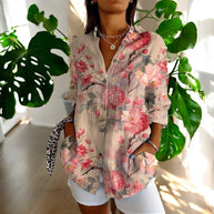 WW | Lebhafte Bluse mit Blumenknöpfen für Damen