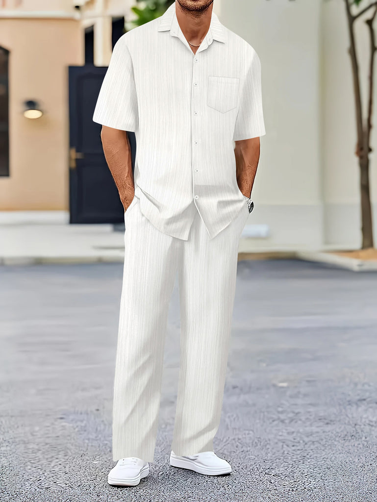Herren Freizeitanzug mit eleganter Textur und praktischen Taschen WW