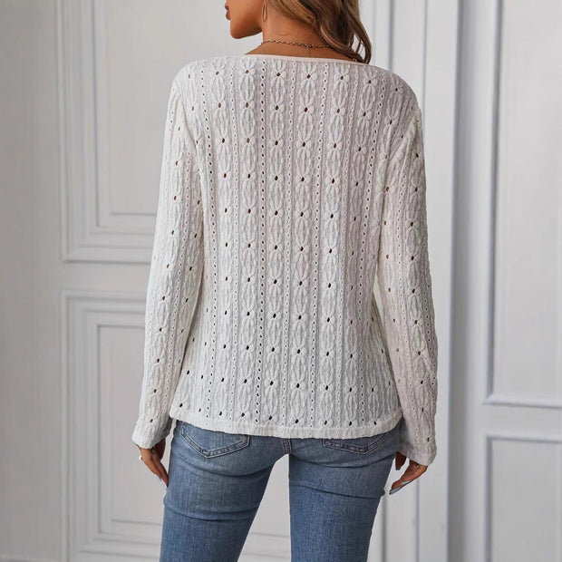 WW | Langarm Strickjacquard Knopfoberteil